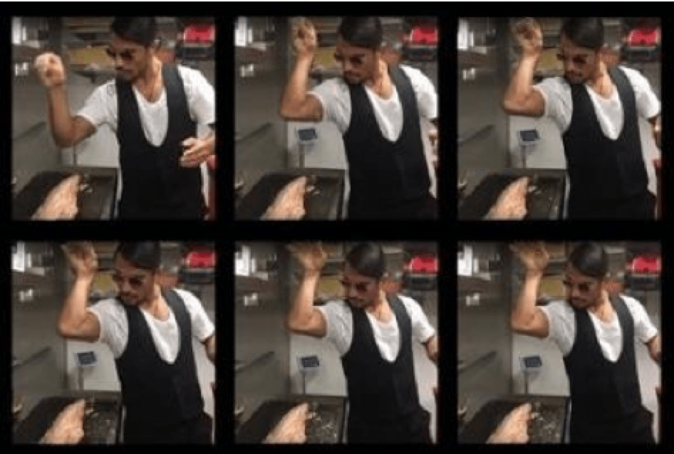 A series of images which is an excerpt from the application to register this moving image of salt bae, a popular internet meme -- protect your graphical user interface (GUI)