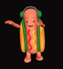 Animated gif of happy dancing hotdog with green headphones -- protecting your graphical user interface (GUI)