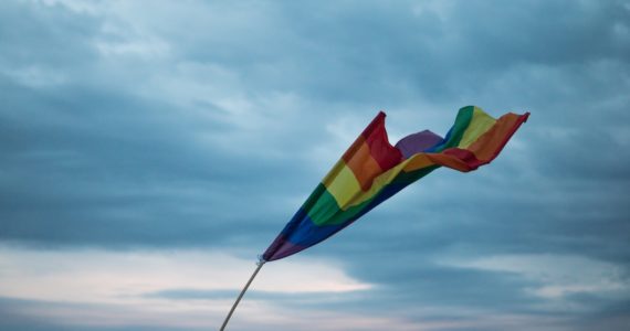 a hand holding the rainbow flag (LGBT Couple Singapore_Asia_Law_Network)
